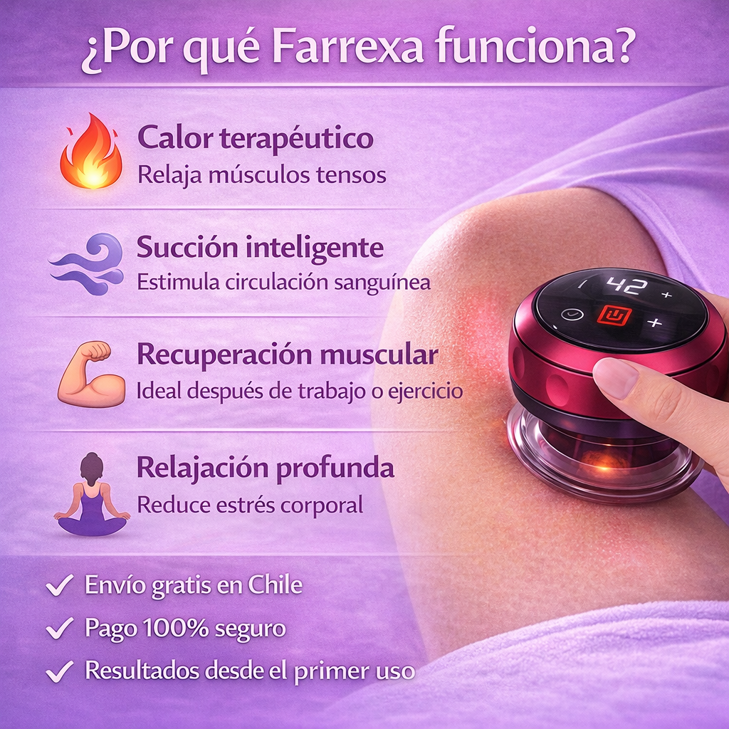 Beneficios de la ventosa Farrexa para aliviar tensión muscular y mejorar la circulación.