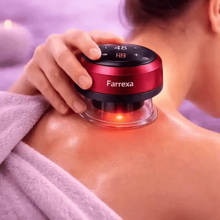 Cómo usar Farrexa ventosa eléctrica con calor para aliviar dolor muscular en hombros y espalda desde casa