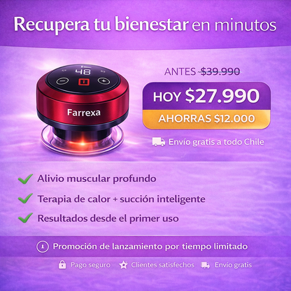 Oferta especial Farrexa ventosa eléctrica con terapia de calor y succión para aliviar dolor muscular.